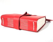 Red Leather Journal or Sketchbook - Handmade