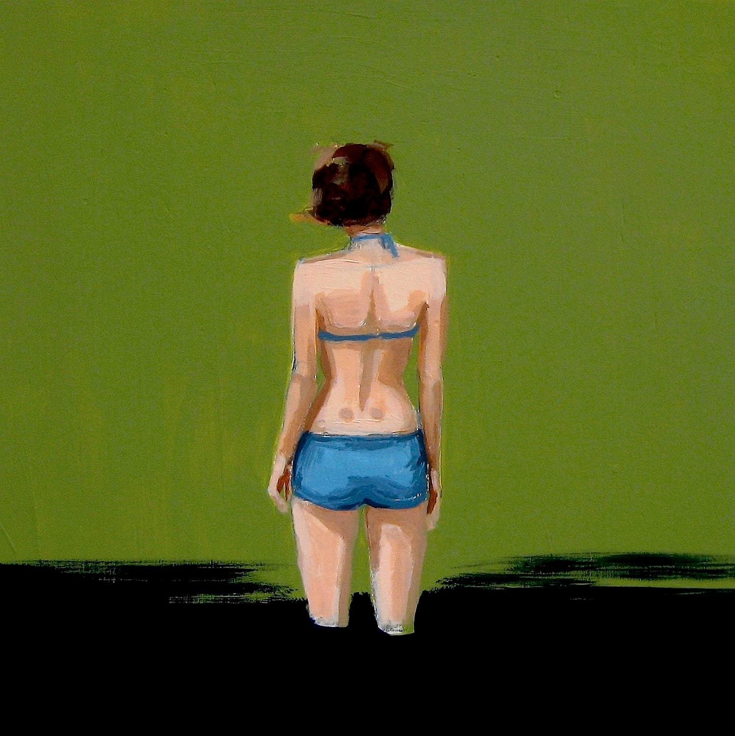 Knee Deep . olive green giclee art print