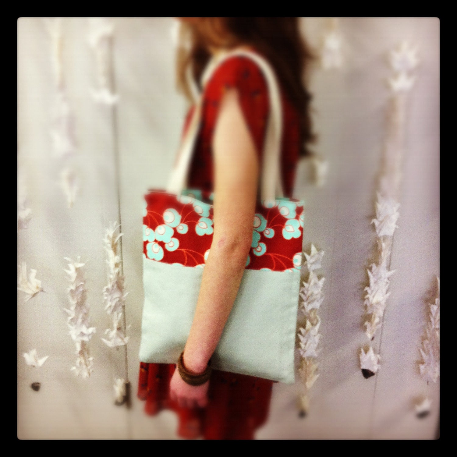 The Perfect Tote Rust and Sea Glass Floral and Abstract Palms