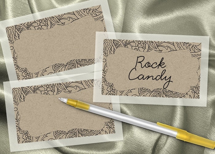 10 Blank Food Label Stickers, Candy Buffet Labels, Wedding, Bridal Shower, Kraft Brown