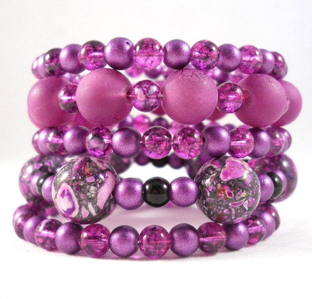 Teen Jewelry Purple Bracelet Wrapped Bracelet Stacked Bracelet Plum Jewelry - foreverandrea