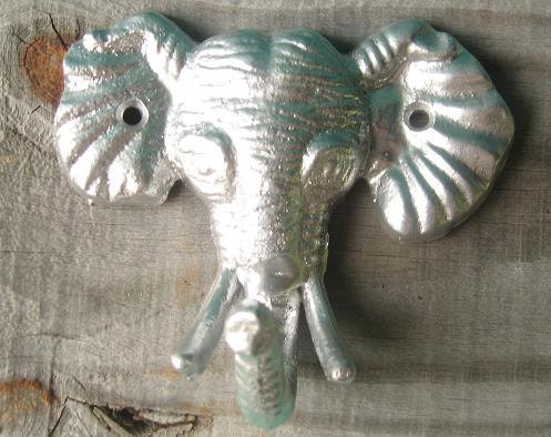 Cast Iron Elephant Hook/ Hanger in Silver