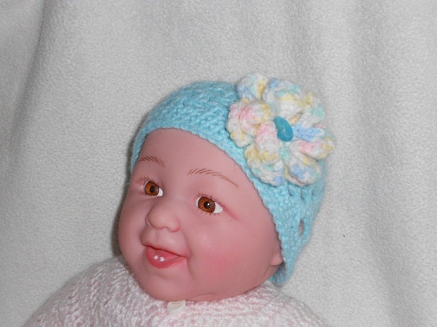 Infant Girls Cloche Flowered Beanie Hat, 14"