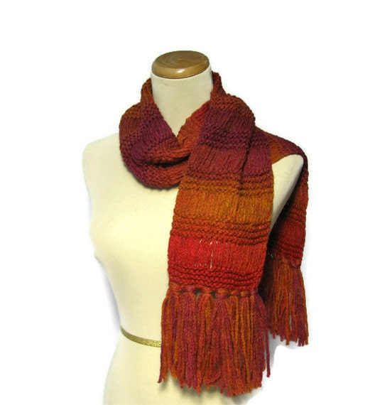 Orange Hand Knit Scarf