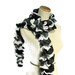 Valentines Day Hand Knit Ruffled Scarf - Black White Gray - Ying Yang