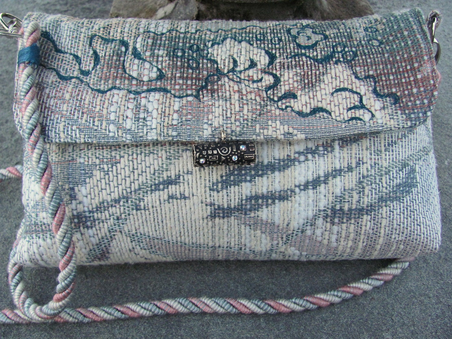 Small quilted purse in ice hues  The Frozen Landscape. Ready to ship