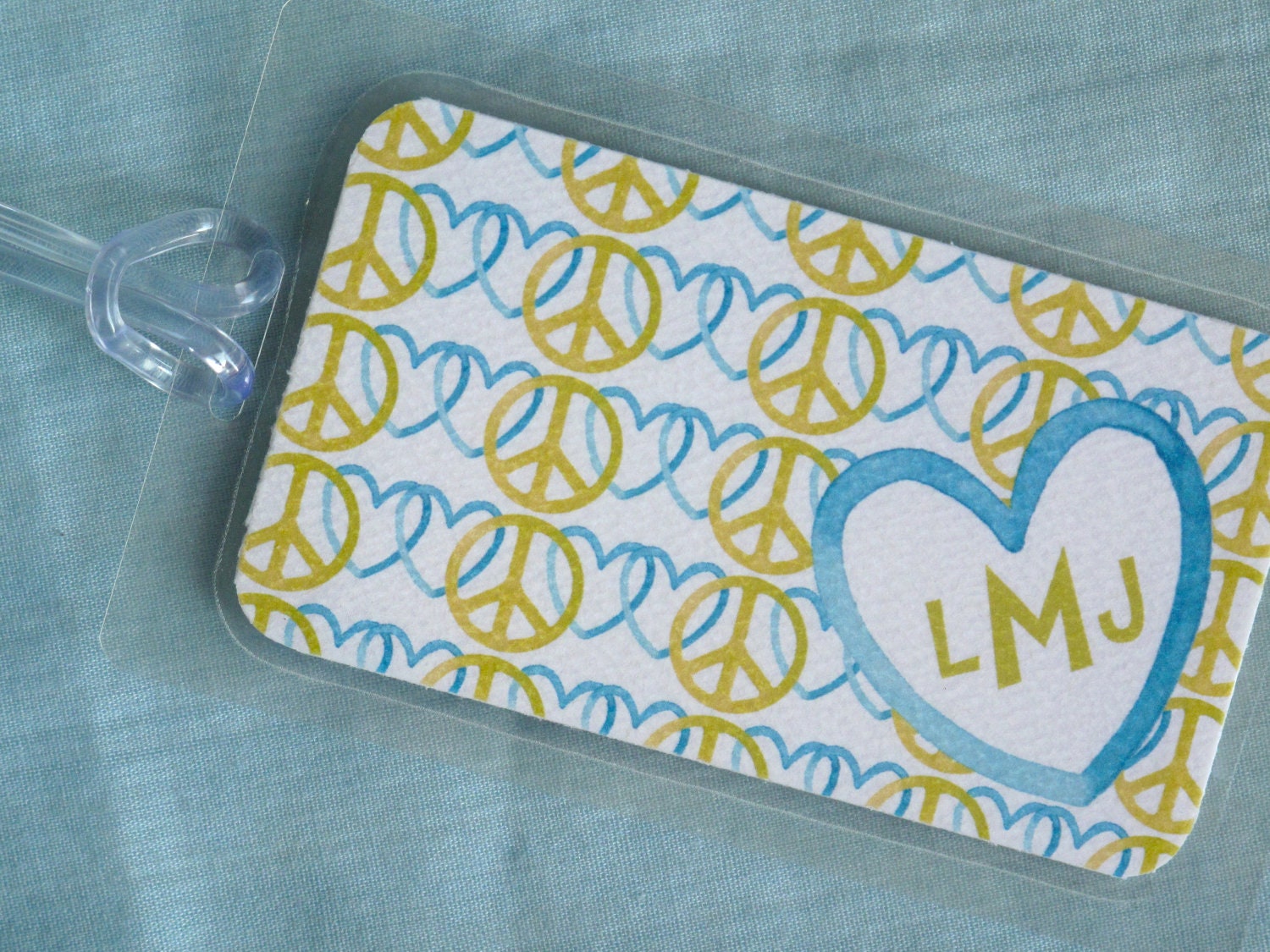 Personalized Bag Tags - Peace Signs - For Backpacks, Diaper Bags or Luggage