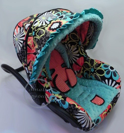 Custom Boutique Cutie Floral Infant Car Seat Cover 5 piece set