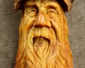 Wood Spirit Carving, Ooak Birthday Gift Art for Him, Log Cabin Decor, Gnome Wizard by Gary Burns the Treewiz, Anniversary Handmade in Oregon