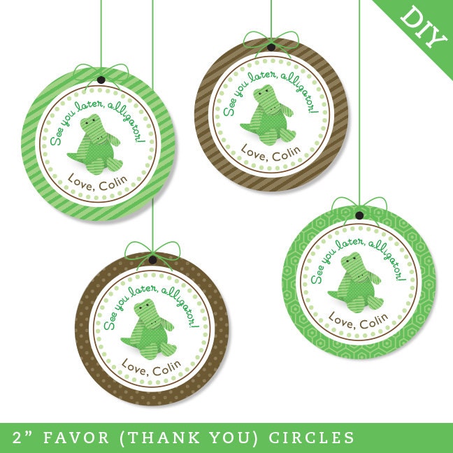 Alligator party - Personalized DIY printable favor circles