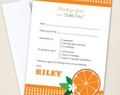 Orange party - Set of 15 custom thank you cards - Printable file also available