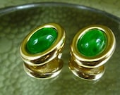 Christian Dior Green Glass and Gold Plated Earrings