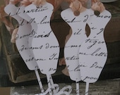 NEW item french script standing dress form shabby chic tags set of 5