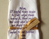 Mother of the Bride LACE SCRIPT Heirloom Personalized Wedding Handkerchief Custom Embroidered