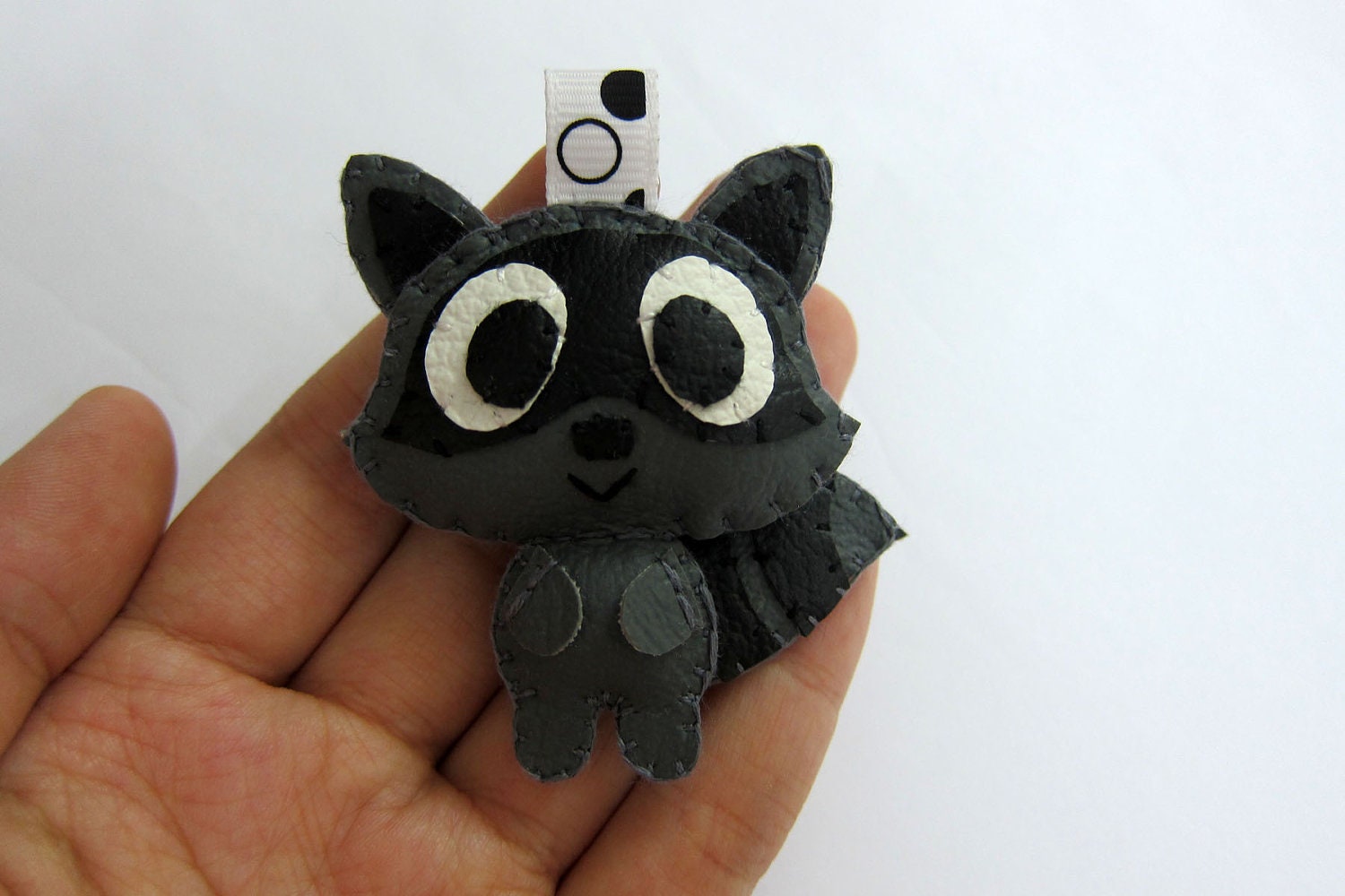 Cute Raccoon Leather Keychain, Ornament, Magnet - Luke, Hazel, Gabby
