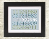our family dates wall art with names // birth dates // wedding anniversary date // printable