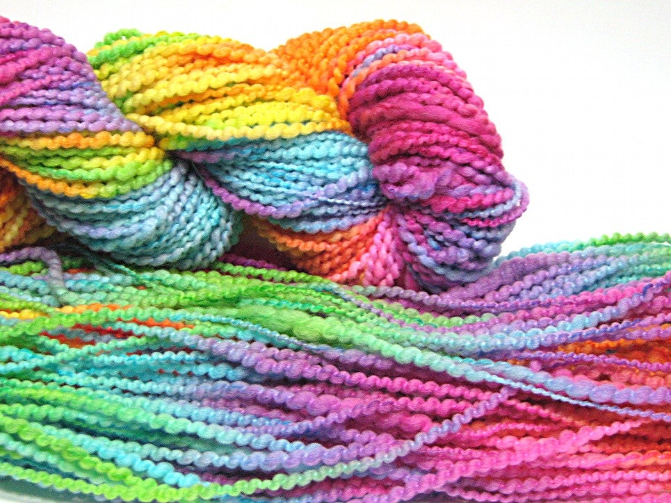 Chunky two ply rainbow yarn in handpainted thick and thin merino wool - 135 yards, 3.7 ounces/104 grams