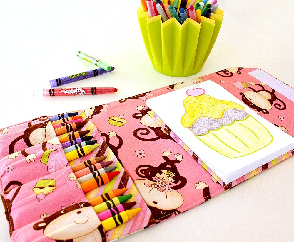 Children birthday gift crayon storage wallet - Sweet Monkey - Gift idea for kids (LAST ONE)