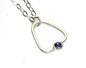 Blue Iolite gemstone necklace - Sterling Silver - Modern Pendant