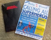 Superhero Newspaper Custom PRINTABLE Birthday Invitation