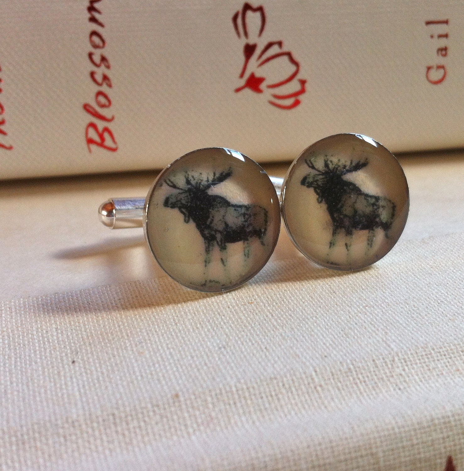 moose - silver cufflinks with gift box by Tomato-Made