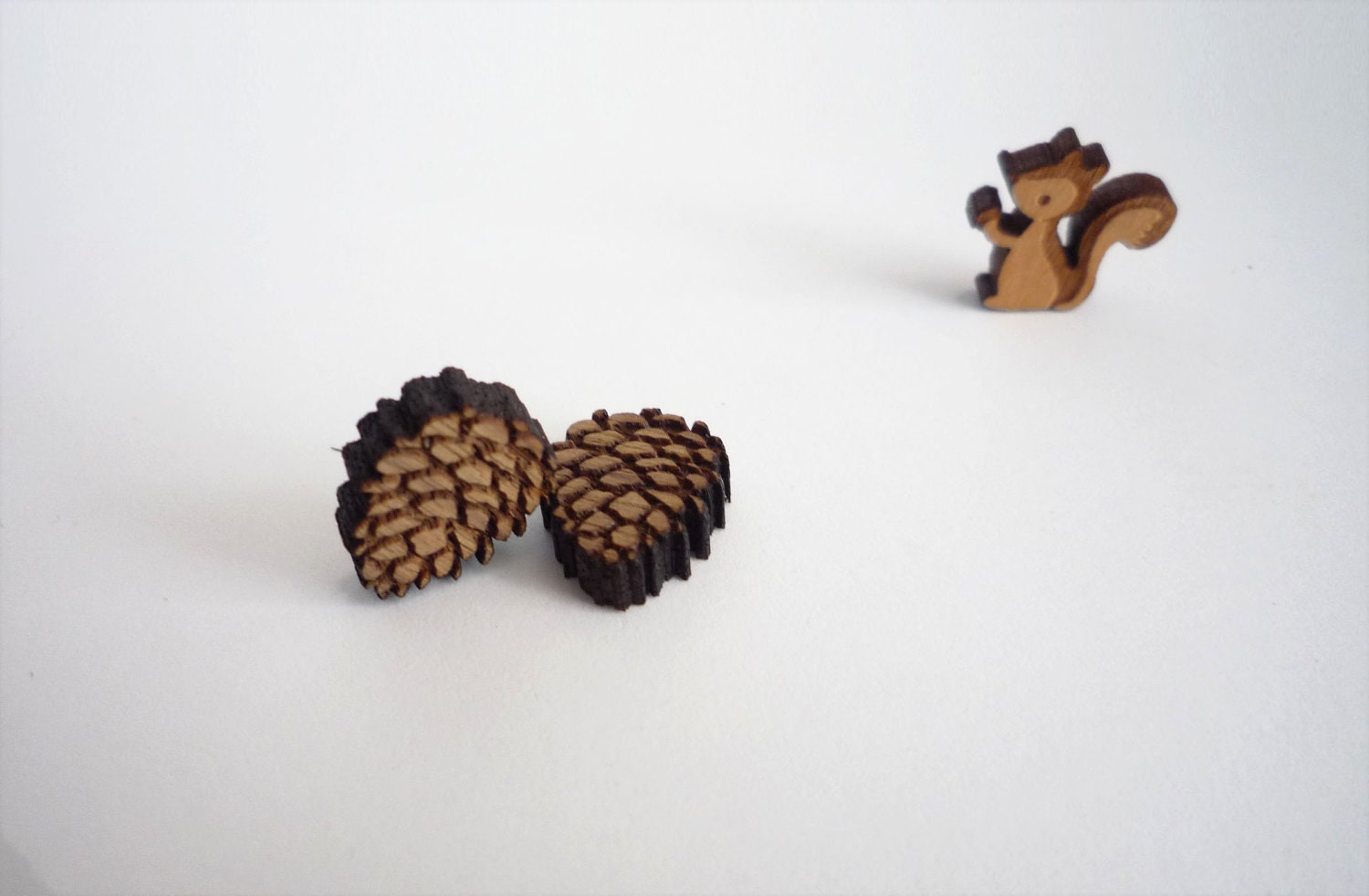 Woodland Earrings (owl, bunny, squirrel, pine cone, mushroom, flower)