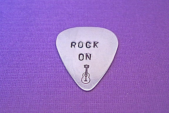 Aluminum Pick- hand stamped aluminum guitar pick custom made and personalized