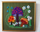 Vintage Mid Century Modern Mushroom Yarn Art Picture 1960s  mid century modern furniture art