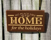 Sign Country Primitive Folk Art No Place Like Home for the Holidays Sentiment