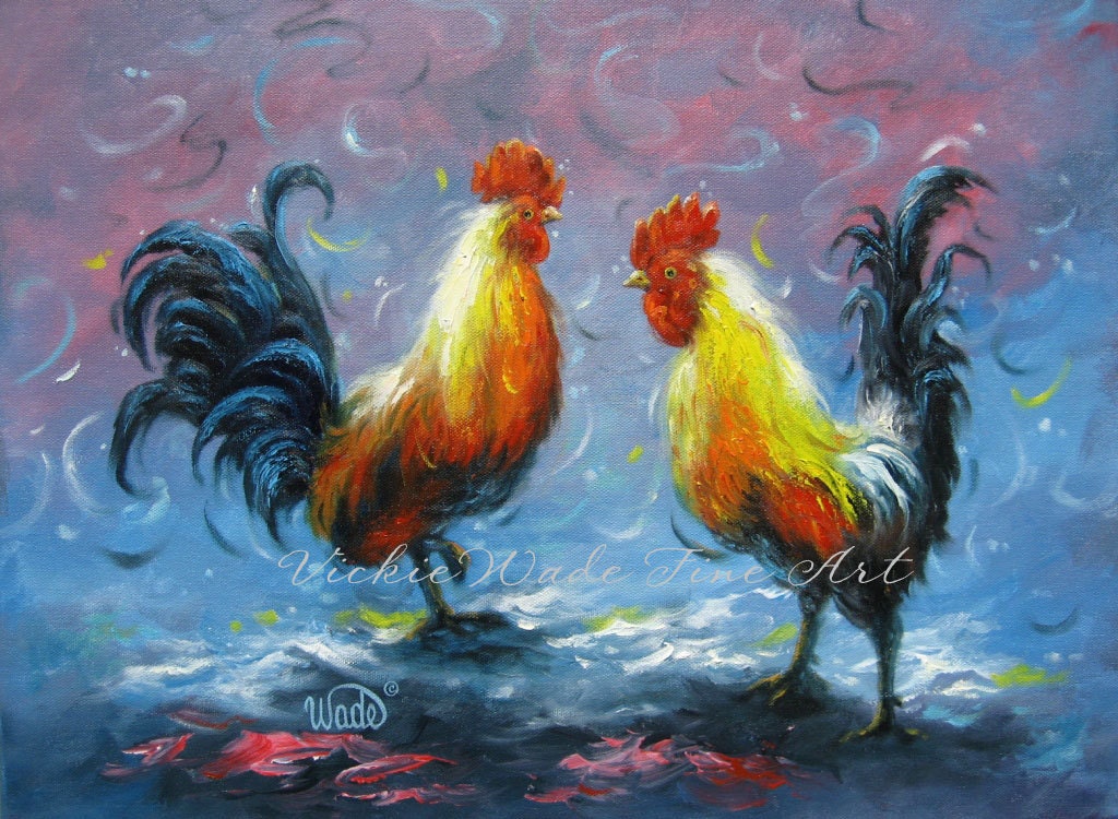 Rooster Original Oil Painting, rooster art, roosters paintings, kitchen art, wall decor, chicken art, canvas roosters