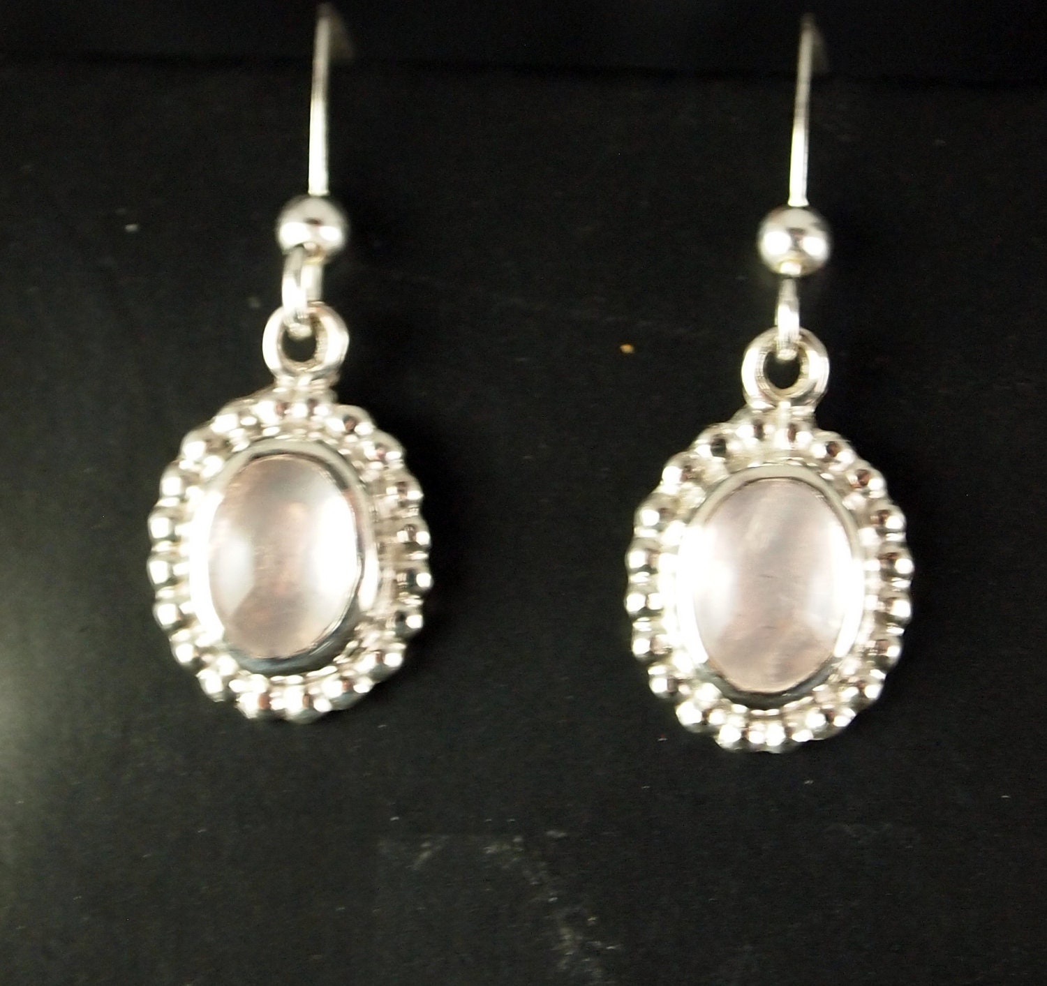 Sterling Silver and Rose Quartz Drop Earrings
