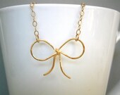 Gold Bow Necklace, Friendship Necklace, Best Friend, Birthday, Sister, Mother, Graduation Gift