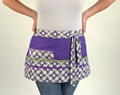 Purple and Green Vendor and Craft Half Apron Waitress Style Five Pocket Apron