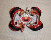 M2M Elmo Black Red and White Twisted Boutique 4 Inch Bow with Loops