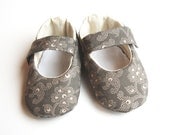 Grey Floral Baby Slippers Mary Janes Size 0 to 12 mth plus