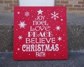 CHRISTMAS Tree Sign, Typography, Hand Painted Wood, Holidays, Housewares, Home Decor, Christmas Deco