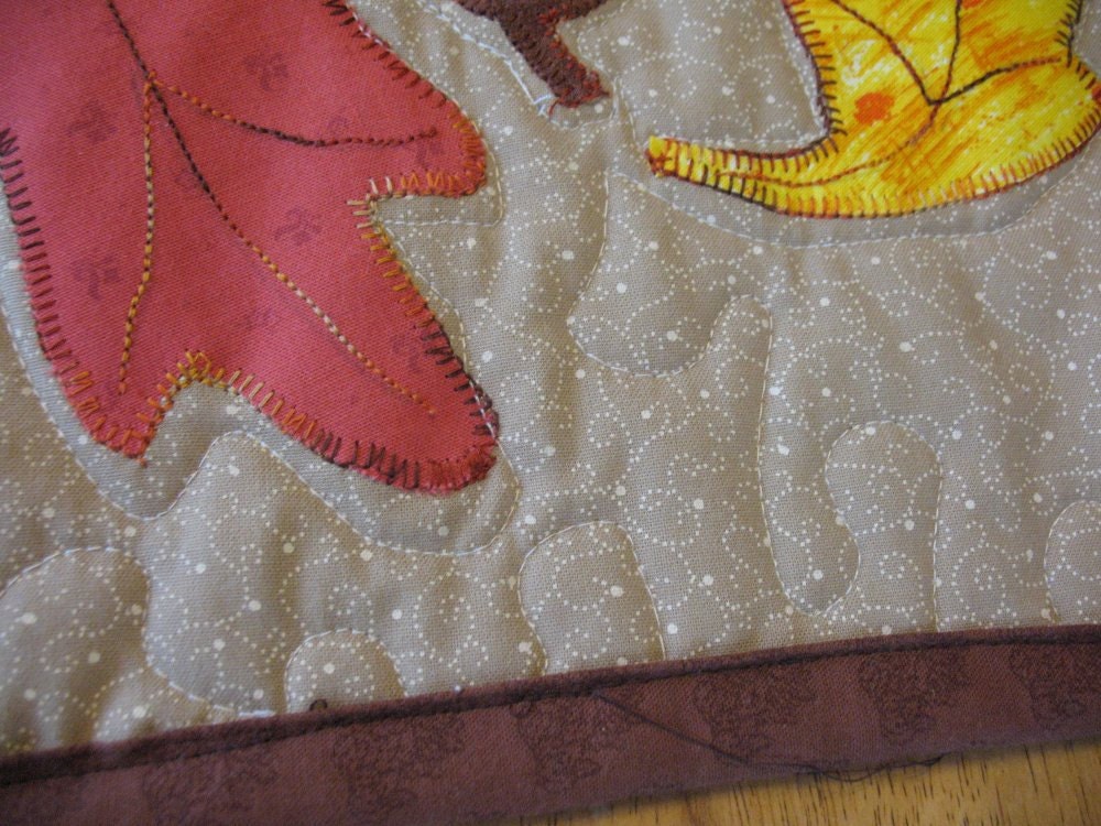 Appliqued and Quilted Fall Leaves Table Runner