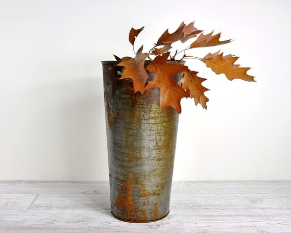 Vintage Sap Bucket / Rustic Metal Sap Bucket / by HavenVintage