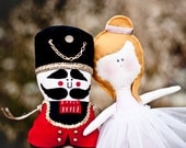 Clara and the Nutcracker - sweet handmade cotton and felt KIDS  Dolls - handmade in Italy