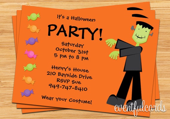 Frankstein and Candy Halloween Party Invitation - Printable Il_570xn