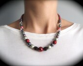 Colorful Pearl and Crystal Strand, Pinks, Purples, Greens, Grays