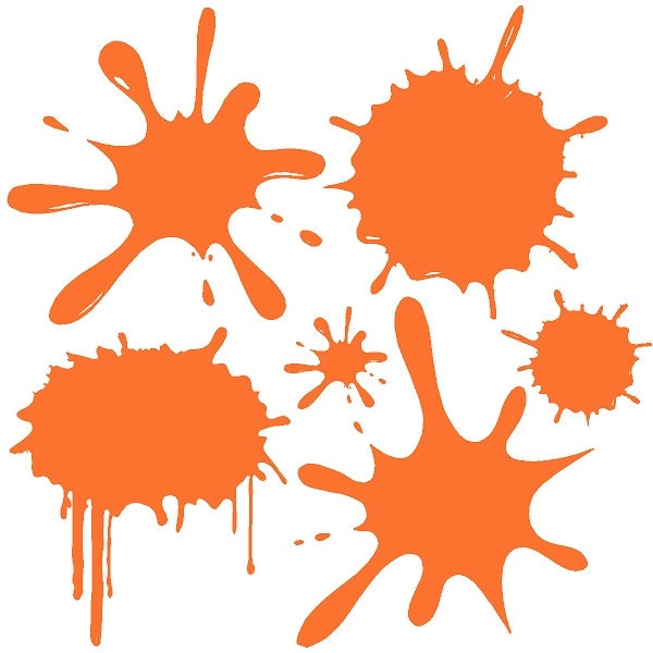Orange Paint Splats Wall Decal Sticker Removable Wall Graphic 13" x 13" Sheet - eyecandysigns