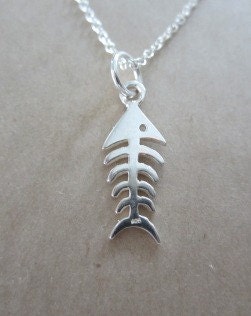 Sale, Fish, Fish Necklace, Fishbone Necklace, Good Luck Charm Necklace