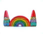 wooden gnomes and rainbow - waldorf toy set
