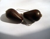 A Pair of Pears - Pear-shaped Wood Earrings with Silver Accents