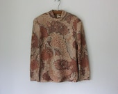 60s Sparkle Shirt ... Vintage 1960s Mod Top ... Metallic Paisley Blouse ... Medium / Large
