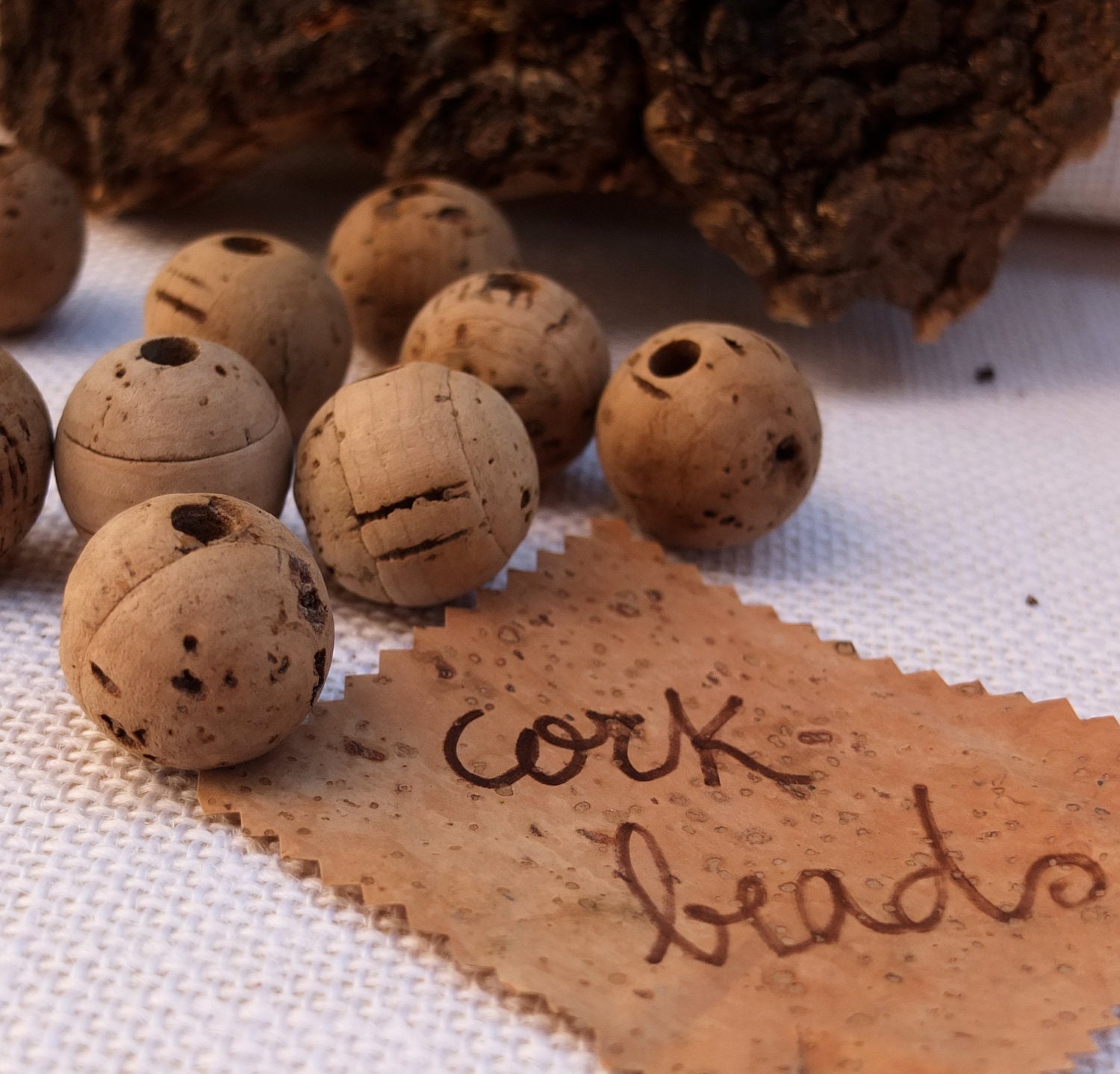 Vegan natural cork beads, bulk 50 pcs 25mm, in your cork shop from Portugal, eco-friendly craft supplies for handmade jewelry and DIY crafts