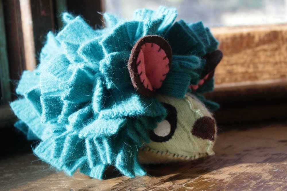 stuffed hedgehog, hedgehog plush, stuffed animal, handmade, upcycled, eco friendly
