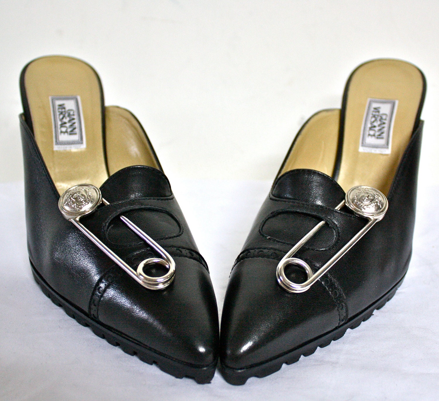 Vintage GIANNI VERSACE Shoes Black Leather Medusa by StatedStyle