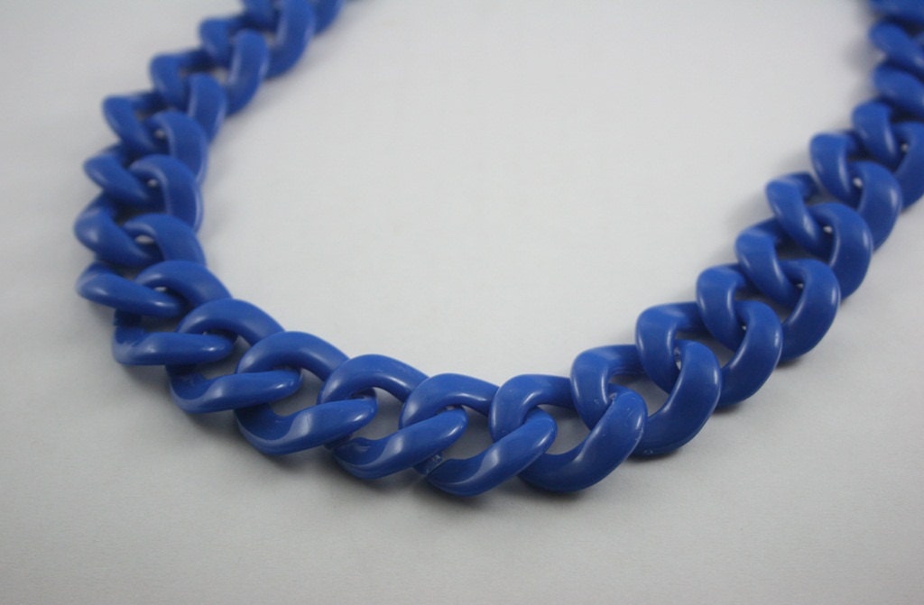 30 inch. Navy Blue Chunky Chain Plastic Link Necklace Craft DIY Decorations Findings (Round) CR13
